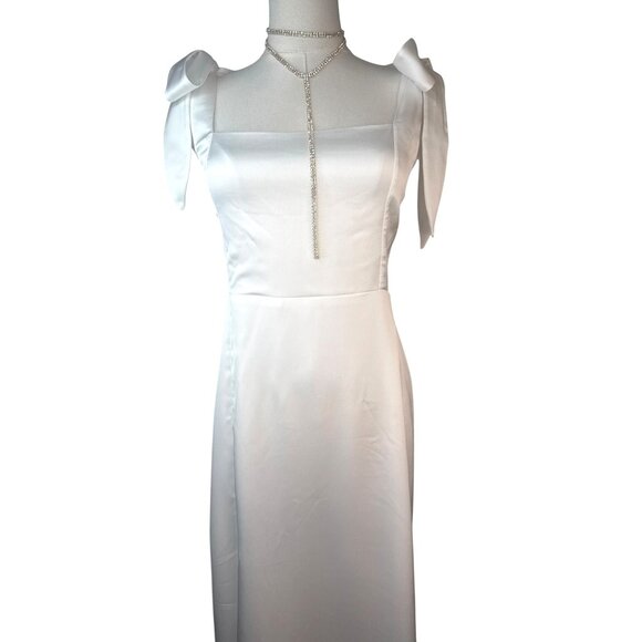Show Me Your Mumu White Midi Dress With Bow Tie Straps & Smocked Back NWOT - Picture 10 of 16